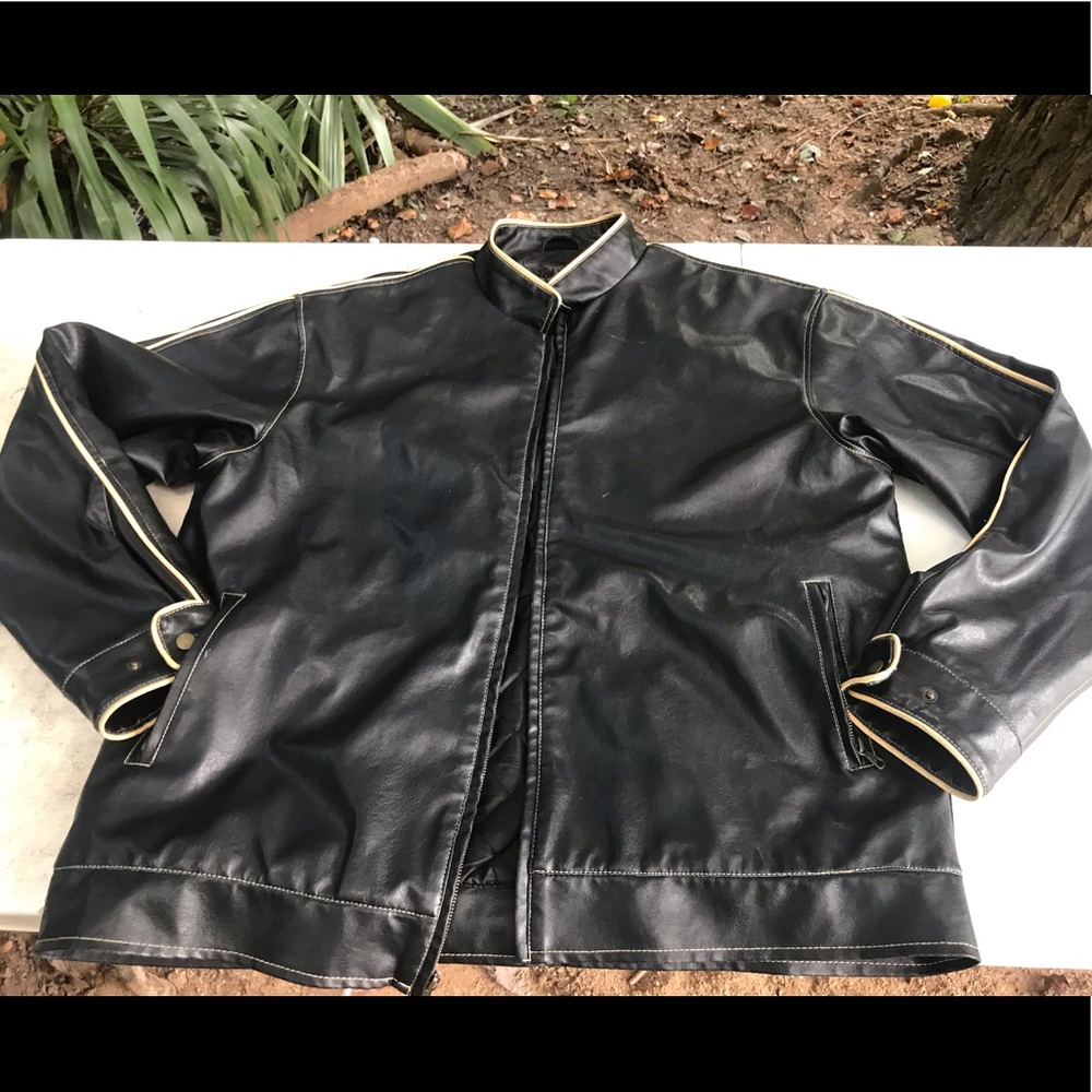 Red Camel Bomber Mens Size XL Faux Leather Black